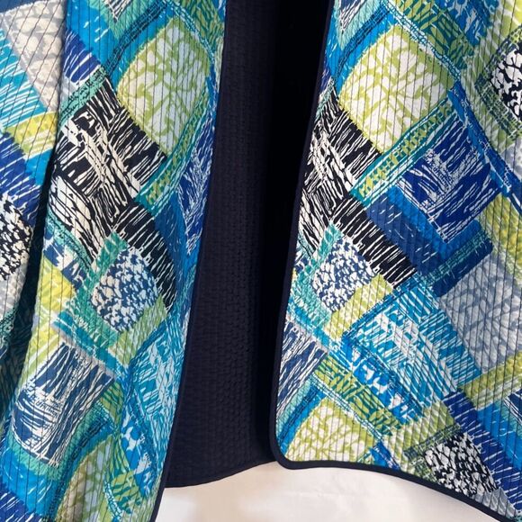 Alfred Dunner Petite Blue Patchwork Quilted Open Front Jacket Blazer Size 16P - Picture 4 of 10